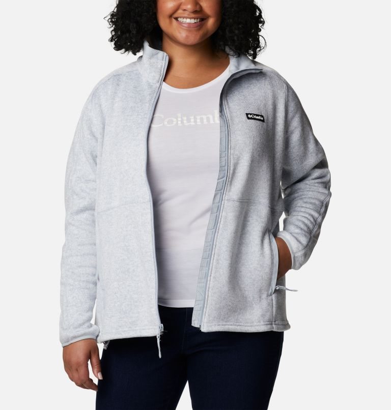 Jachete Din Lână Columbia Pulovere Weather Full Zip Dama Gri Deschis | Plus Size ZT7MA80QZ